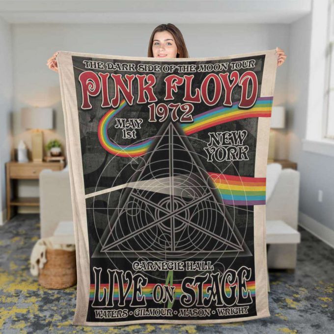 Pink Floyd Fleece Blanket – Carnegie Hall Dark Side Of The Moon Tour Poster For Home Decor Gift For Home Decor Gift Premium 6