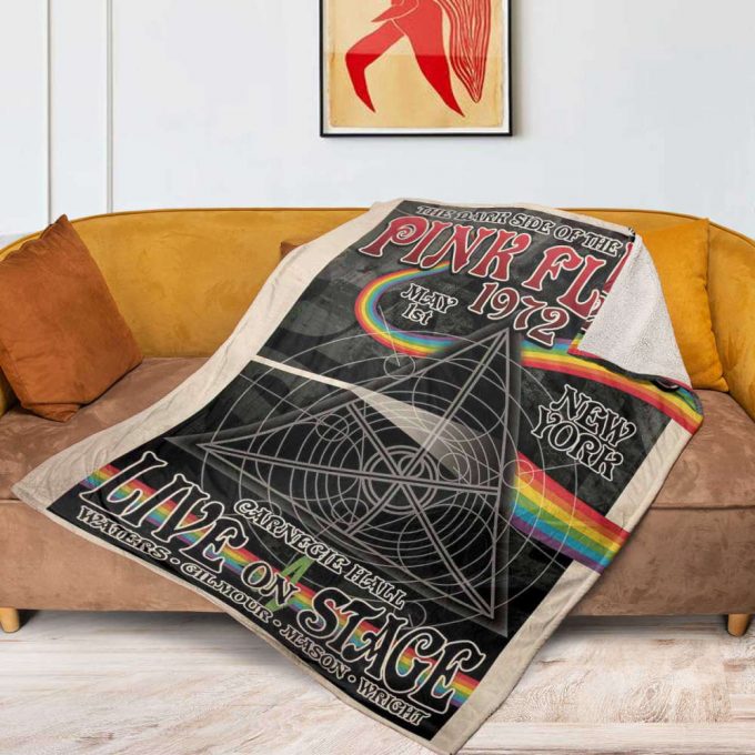 Pink Floyd Fleece Blanket – Carnegie Hall Dark Side Of The Moon Tour Poster For Home Decor Gift For Home Decor Gift Premium 2