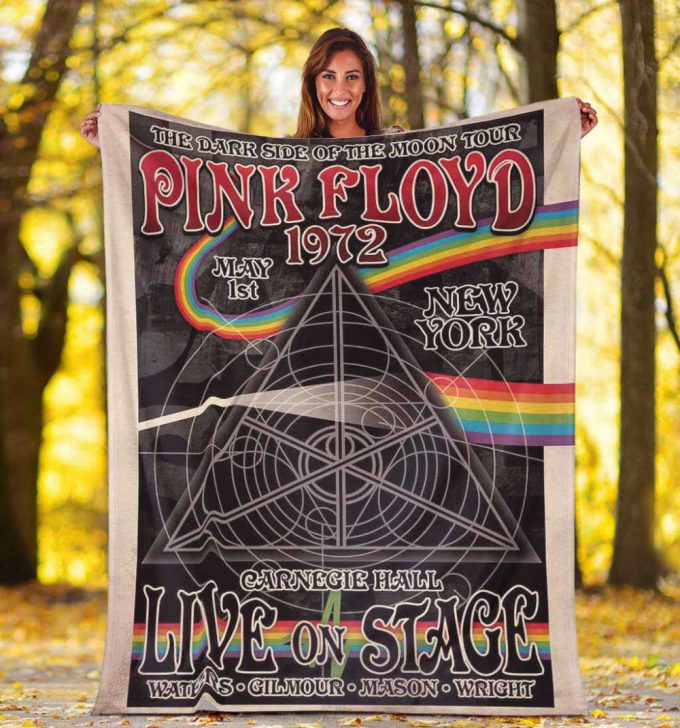 Pink Floyd Fleece Blanket – Carnegie Hall Dark Side Of The Moon Tour Poster For Home Decor Gift For Home Decor Gift Premium 3