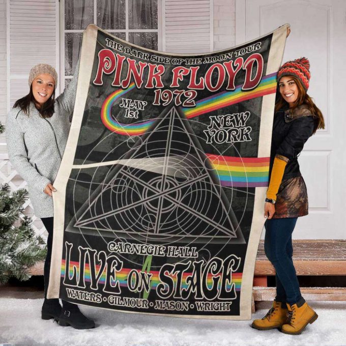 Pink Floyd Fleece Blanket – Carnegie Hall Dark Side Of The Moon Tour Poster For Home Decor Gift For Home Decor Gift Premium 4