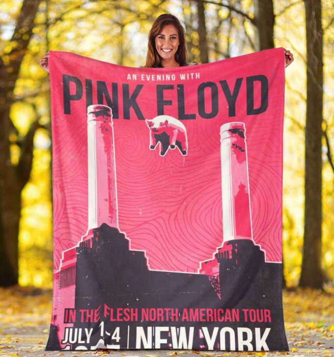 Pink Floyd Fleece Blanket – In The Flesh North American Tour Poster For Home Decor Gift For Home Decor Gift Premium 5