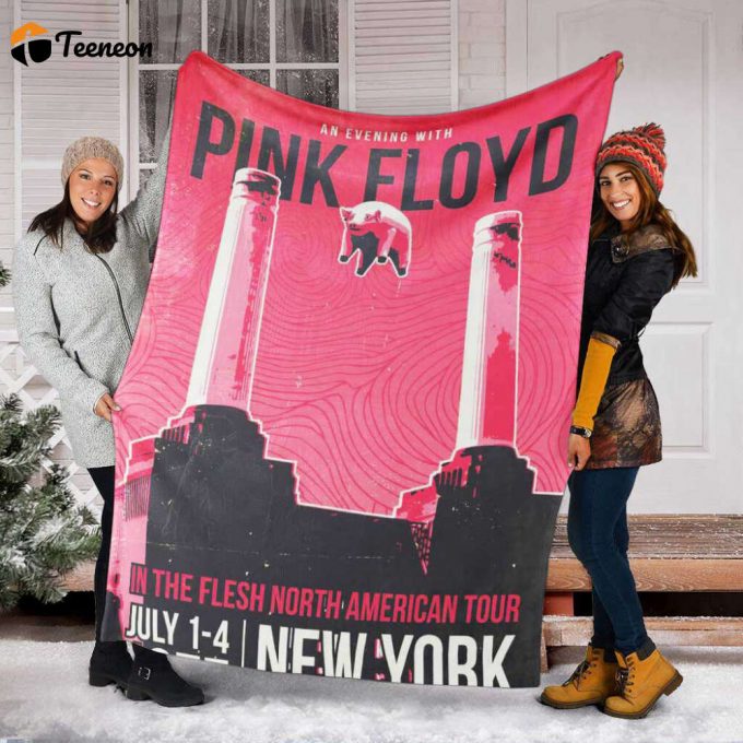 Pink Floyd Fleece Blanket – In The Flesh North American Tour Poster For Home Decor Gift For Home Decor Gift Premium 1