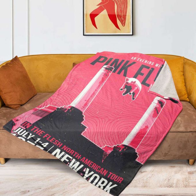 Pink Floyd Fleece Blanket – In The Flesh North American Tour Poster For Home Decor Gift For Home Decor Gift Premium 2