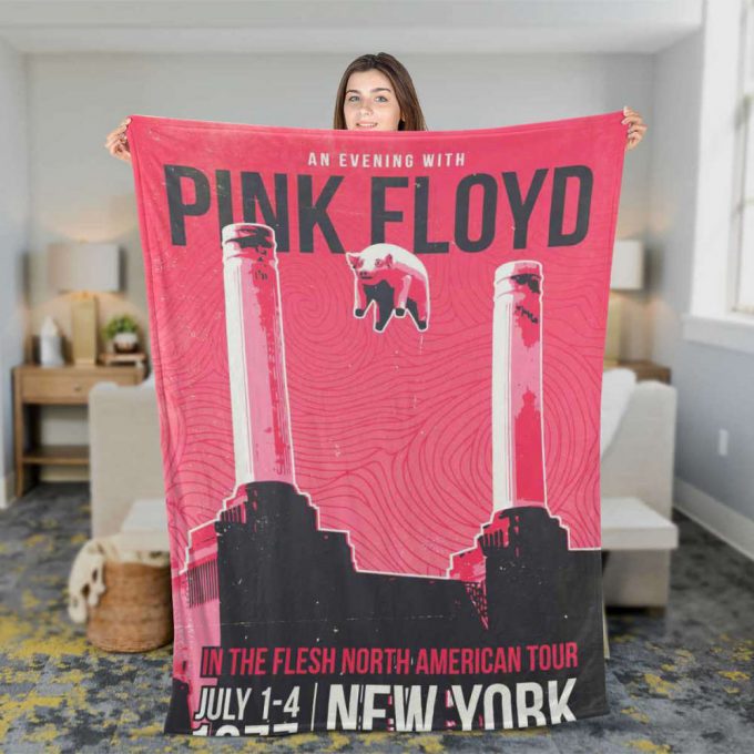 Pink Floyd Fleece Blanket – In The Flesh North American Tour Poster For Home Decor Gift For Home Decor Gift Premium 4