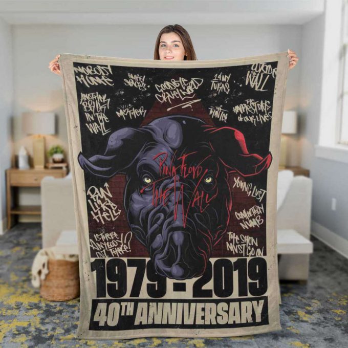 Pink Floyd Fleece Blanket – The Wall 40Th Anniversary Fan Poster For Home Decor Gift For Home Decor Gifts Premium 5