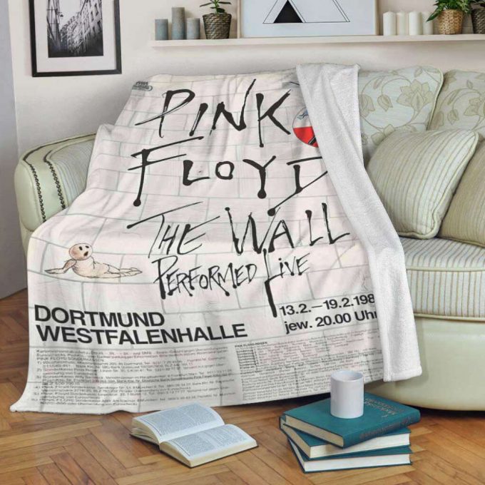 Pink Floyd Fleece Blanket – The Wall Original Vintage Tour Poster For Home Decor Gift For Home Decor Gift For Dortmund Germany 1981 Premium 4