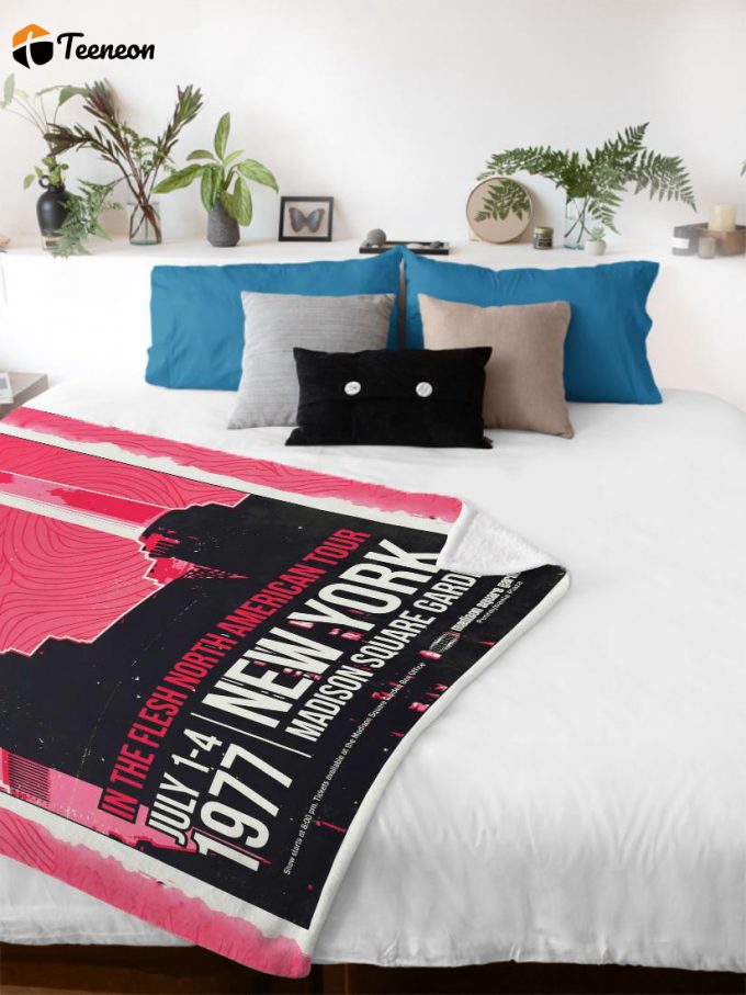 Pink Floyd In The Flesh North American Tour Poster For Home Decor Gift Velveteen Plush Blanket 1