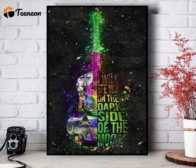 Pink Floyd Poster For Home Decor Gift – Colourful Pink Floyd Brain Damage I Will See You On The Dark Side Of The Moon Guitar Typography 1