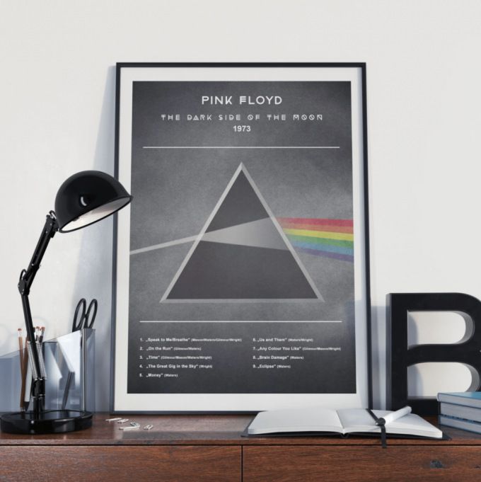 Pink Floyd Poster For Home Decor Gift – Dark Side Of The Moon 1973 List Songs 2