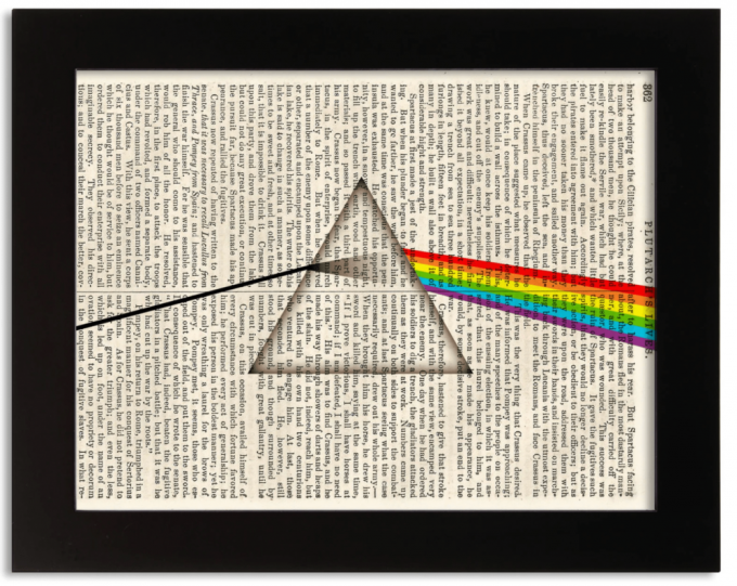 Pink Floyd Poster For Home Decor Gift – Dark Side Of The Moon Art Print On 1850 Antique Book Page Civil War 2