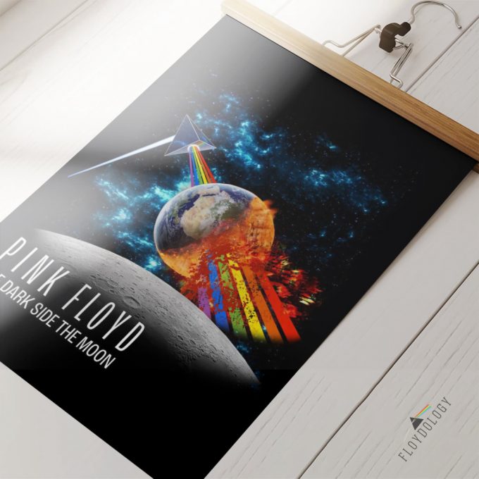 Pink Floyd Rainbow Attack Earth The Dark Side Of The Moon Poster For Home Decor Gift 5