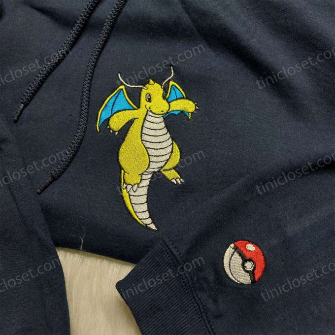 Pokemon Dragonite Embroidered Hoodie Sweatshirt &Amp; Anime Shirt: Stylish And Iconic Pokemon Apparel 3