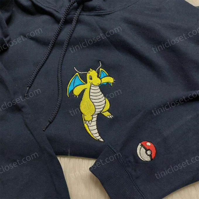 Pokemon Dragonite Embroidered Hoodie Sweatshirt &Amp; Anime Shirt: Stylish And Iconic Pokemon Apparel 4