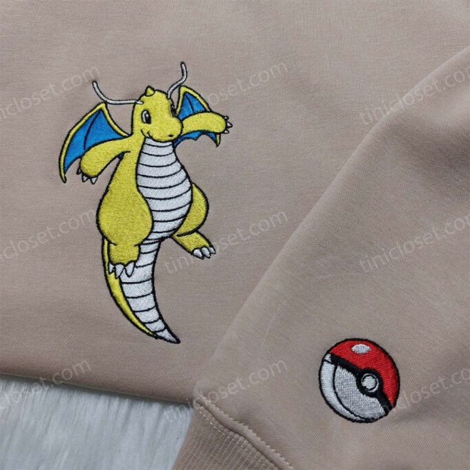 Pokemon Dragonite Embroidered Hoodie Sweatshirt &Amp; Anime Shirt: Stylish And Iconic Pokemon Apparel 5