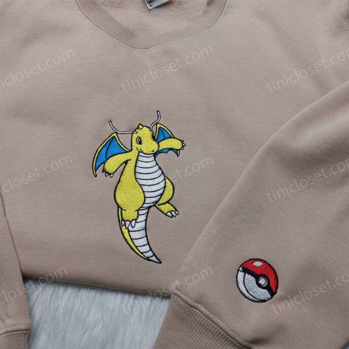 Pokemon Dragonite Embroidered Hoodie Sweatshirt &Amp; Anime Shirt: Stylish And Iconic Pokemon Apparel 6