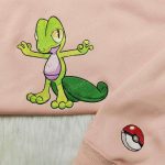 Pokemon Treecko Embroidered Hoodie: Stylish Anime Sweatshirt for Fans