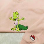 Pokemon Treecko Embroidered Hoodie: Stylish Anime Sweatshirt for Fans