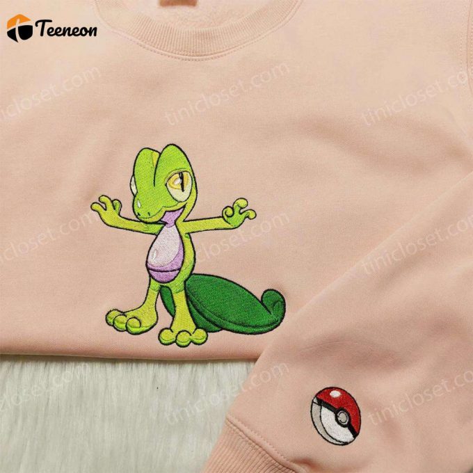 Pokemon Treecko Embroidered Hoodie: Stylish Anime Sweatshirt For Fans