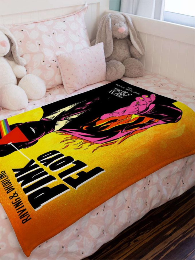 Raving And Drooling Pink Floyd Poster For Home Decor Gift 1975 Velveteen Plush Blanket 2