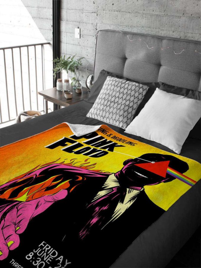 Raving And Drooling Pink Floyd Poster For Home Decor Gift 1975 Velveteen Plush Blanket 4