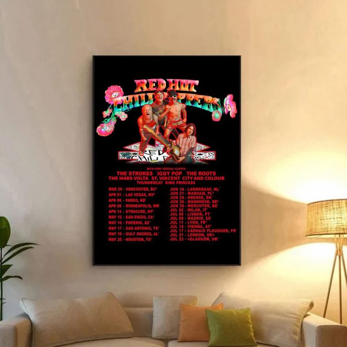 Red Hot Chili Peppers 2023 Tour Poster For Home Decor Gift Music Poster For Home Decor Gift, Home Decor 3