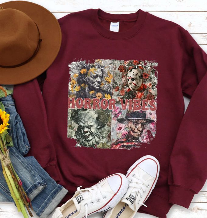 Spooky Retro Halloween Horror Movie Sweatshirt - Scary Characters Shirt For Halloween 2