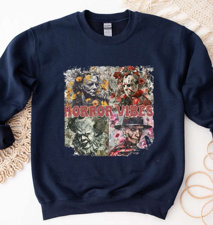 Spooky Retro Halloween Horror Movie Sweatshirt - Scary Characters Shirt For Halloween 3