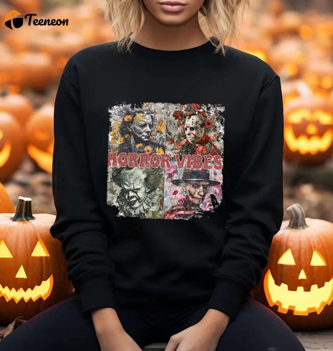 Spooky Retro Halloween Horror Movie Sweatshirt - Scary Characters Shirt For Halloween 1