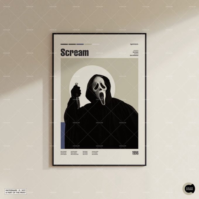 Scream, Wes Craven, Retro Modern Movie Poster For Home Decor Gift, Vintage Inspired Poster For Home Decor Gift, Midcentury Modern 2