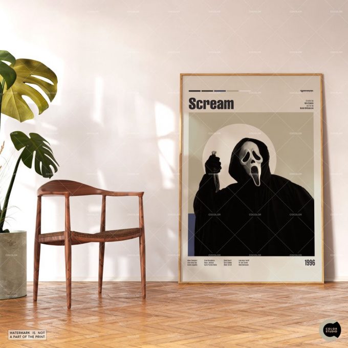 Scream, Wes Craven, Retro Modern Movie Poster For Home Decor Gift, Vintage Inspired Poster For Home Decor Gift, Midcentury Modern 3