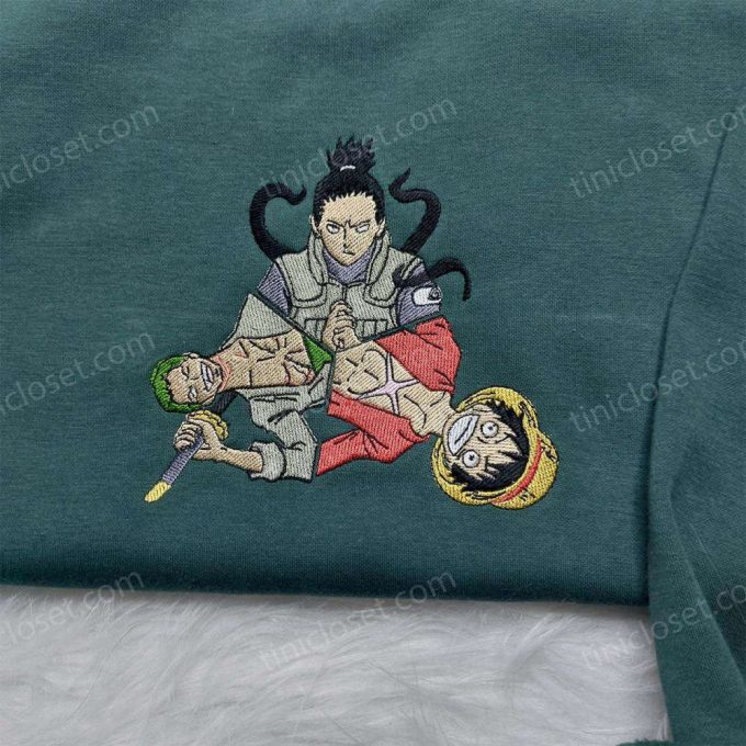 Shikamaru Zoro Luffy Embroidered Shirt: Anime Gifts For Fans - Shop The Trendi Gift For Men Women Anime Embroidered Shirt Now! 3