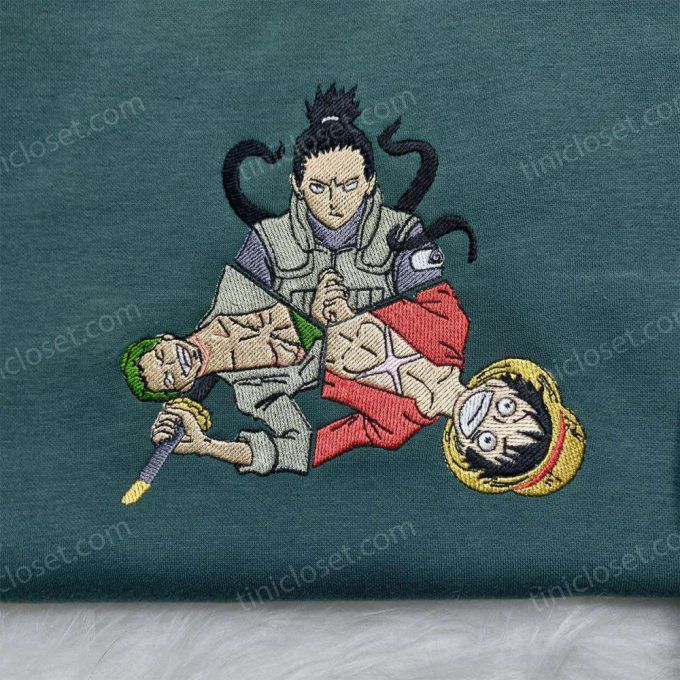 Shikamaru Zoro Luffy Embroidered Shirt: Anime Gifts For Fans - Shop The Trendi Gift For Men Women Anime Embroidered Shirt Now! 4