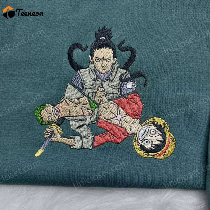 Shikamaru Zoro Luffy Embroidered Shirt: Anime Gifts For Fans - Shop The Trendi Gift For Men Women Anime Embroidered Shirt Now! 1