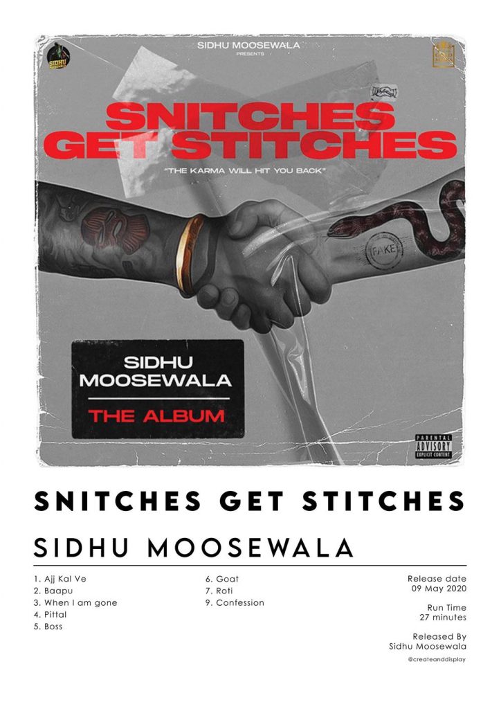 Sidhu Moosewala Snitches Get Stitches Album Poster For Home Decor Gift 8