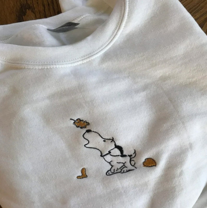 Snoopy Autumn Leaves Embroidered Shirt: Perfect Unisex Gift For Men And Women, Gift For Men Women 3