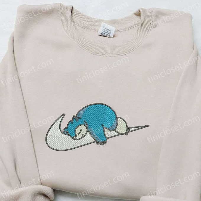 Snorlax X Swoosh Anime Embroidered Hoodie - Cool Anime Clothing For Family Perfect Gift Idea! 2