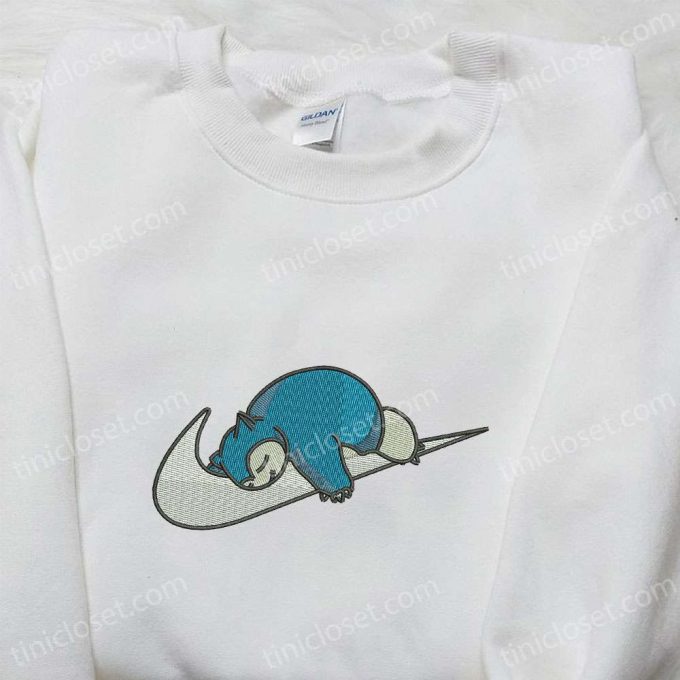 Snorlax X Swoosh Anime Embroidered Hoodie - Cool Anime Clothing For Family Perfect Gift Idea! 3