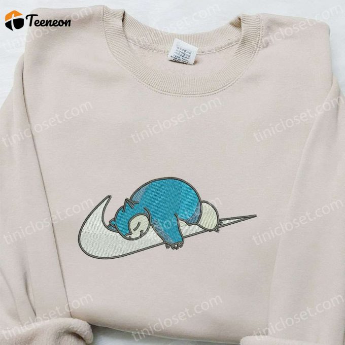 Snorlax X Swoosh Anime Embroidered Hoodie - Cool Anime Clothing For Family Perfect Gift Idea! 1