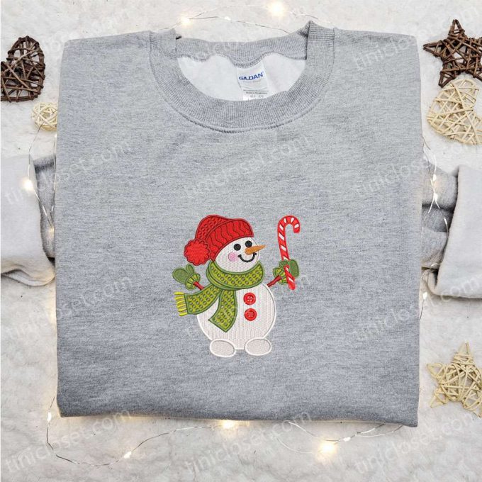 Christmas Embroidered Shirt &Amp; Hoodie: Snowman And Candy Cane D Gift For Men Women - Perfect Family Gifts 2