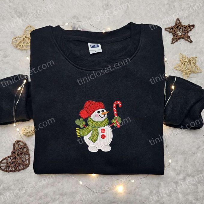 Christmas Embroidered Shirt &Amp; Hoodie: Snowman And Candy Cane D Gift For Men Women - Perfect Family Gifts 3