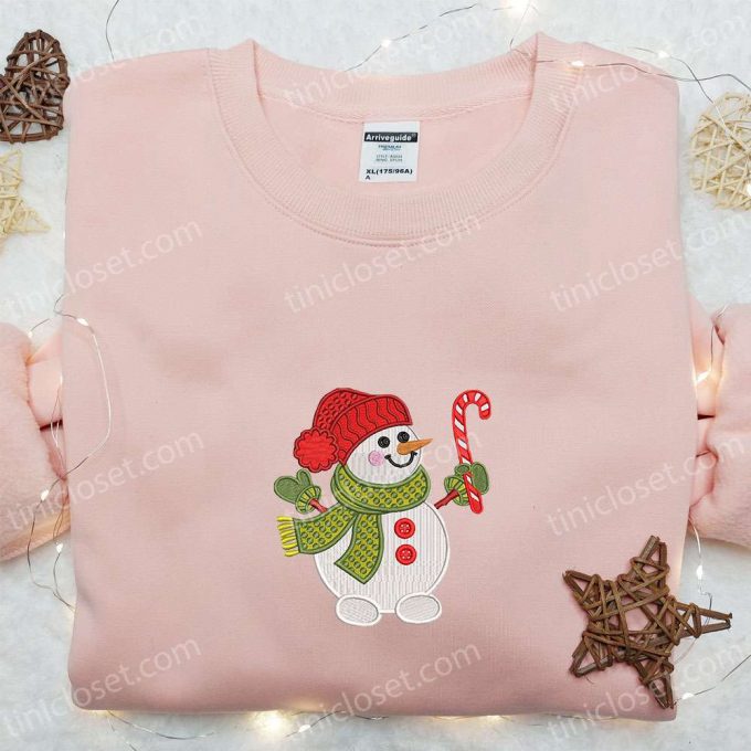 Christmas Embroidered Shirt &Amp; Hoodie: Snowman And Candy Cane D Gift For Men Women - Perfect Family Gifts 4