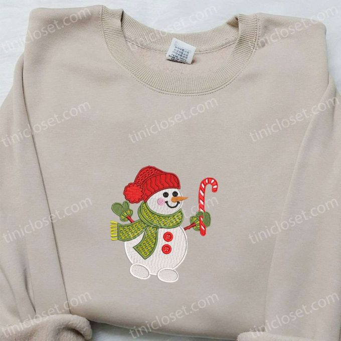 Christmas Embroidered Shirt &Amp; Hoodie: Snowman And Candy Cane D Gift For Men Women - Perfect Family Gifts 5