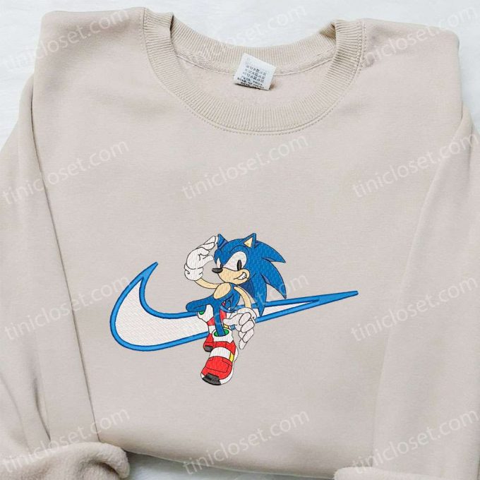 Sonic X Swoosh Cartoon Embroidered Hoodie &Amp; Nike Inspired Shirt: B Gift For Men Women Family Gift Ideas 6