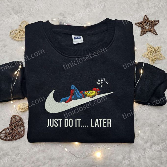 Spider-Man Just Do It Later X Swoosh Hoodie: Marvel Mcu Perfect Family Gift! 4