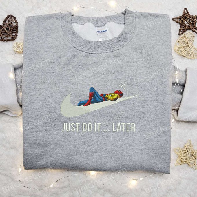 Spider-Man Just Do It Later X Swoosh Hoodie: Marvel Mcu Perfect Family Gift! 5