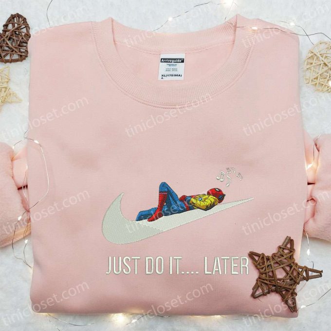 Spider-Man Just Do It Later X Swoosh Hoodie: Marvel Mcu Perfect Family Gift! 6