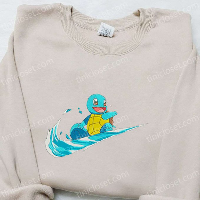 Squirtle X Swoosh Anime Hoodie &Amp; Pokemon Shirt: B Gift For Men Women Family Gift Ideas With Embroidery 2