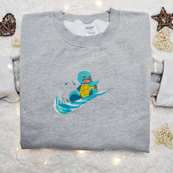 Squirtle X Swoosh Anime Hoodie &Amp; Pokemon Shirt: B Gift For Men Women Family Gift Ideas With Embroidery 3