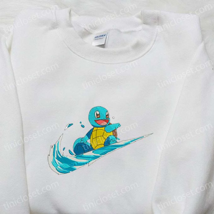 Squirtle X Swoosh Anime Hoodie &Amp; Pokemon Shirt: B Gift For Men Women Family Gift Ideas With Embroidery 4