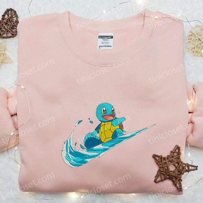 Squirtle X Swoosh Anime Hoodie &Amp; Pokemon Shirt: B Gift For Men Women Family Gift Ideas With Embroidery 6